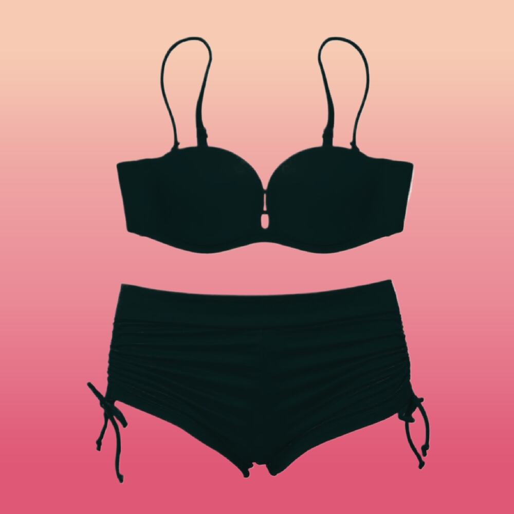 Ladies Black Luxury Fabric Size Small Padded Push Up 2 Piece Swimsuit